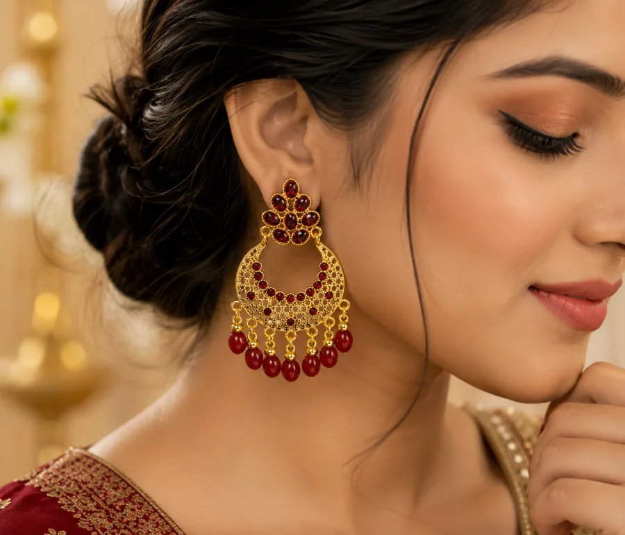 প্রিমিয়াম গোল্ডেন চাঁদবালি কানের দুল