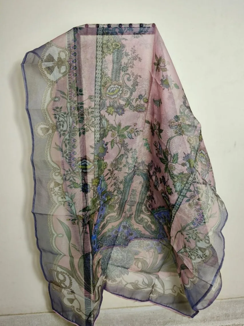 প্রিমিয়াম পিংক অর্গানজা পার্টি থ্রি-পিস