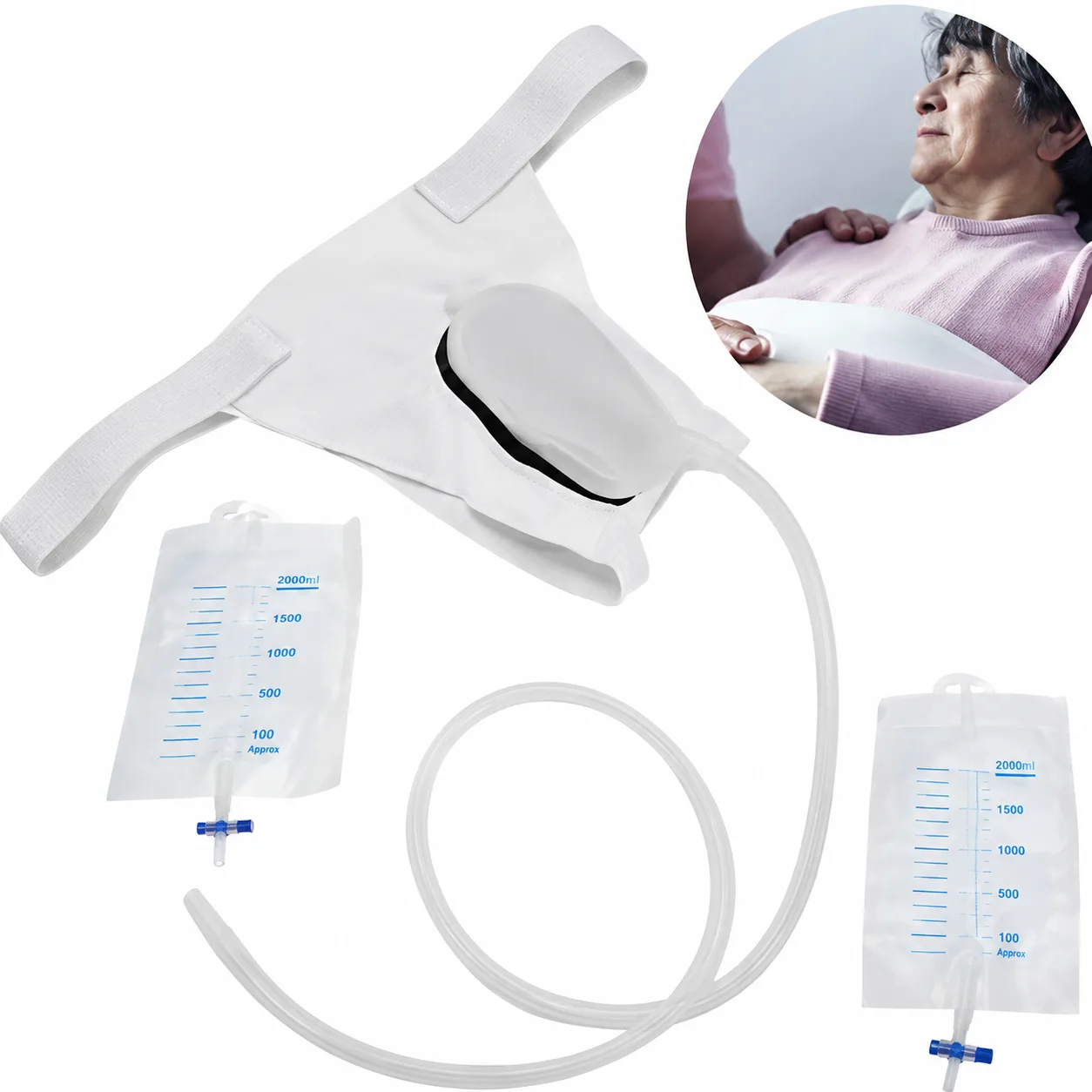 Male & Female Urine Collector Bag with Drainage Bag