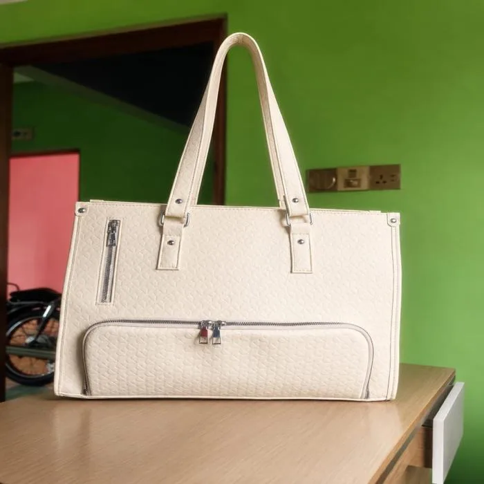 Women's Premium Lunch Tote & Pouch Set (Cream)
