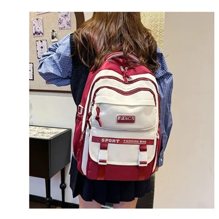 Lightweight College Student Backpack(Red)