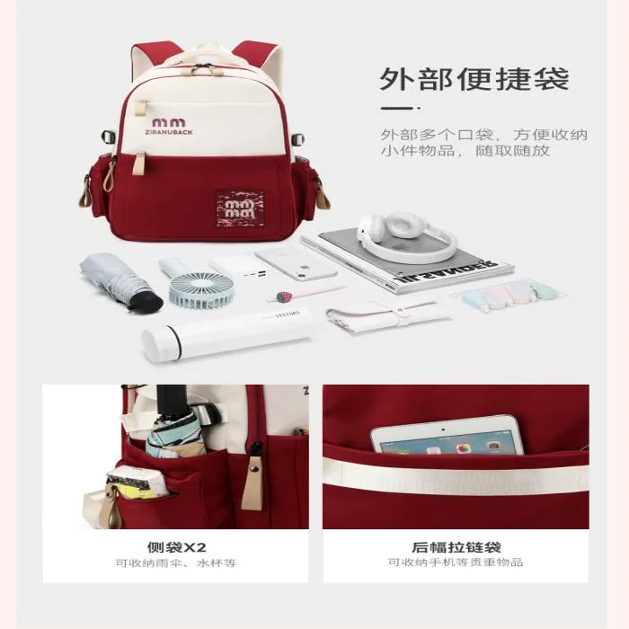 College Cute Large-Capacity Backpacks (Red)