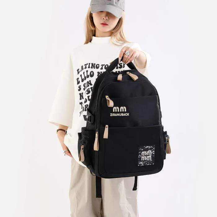 College Cute Large-Capacity Backpacks (Black)