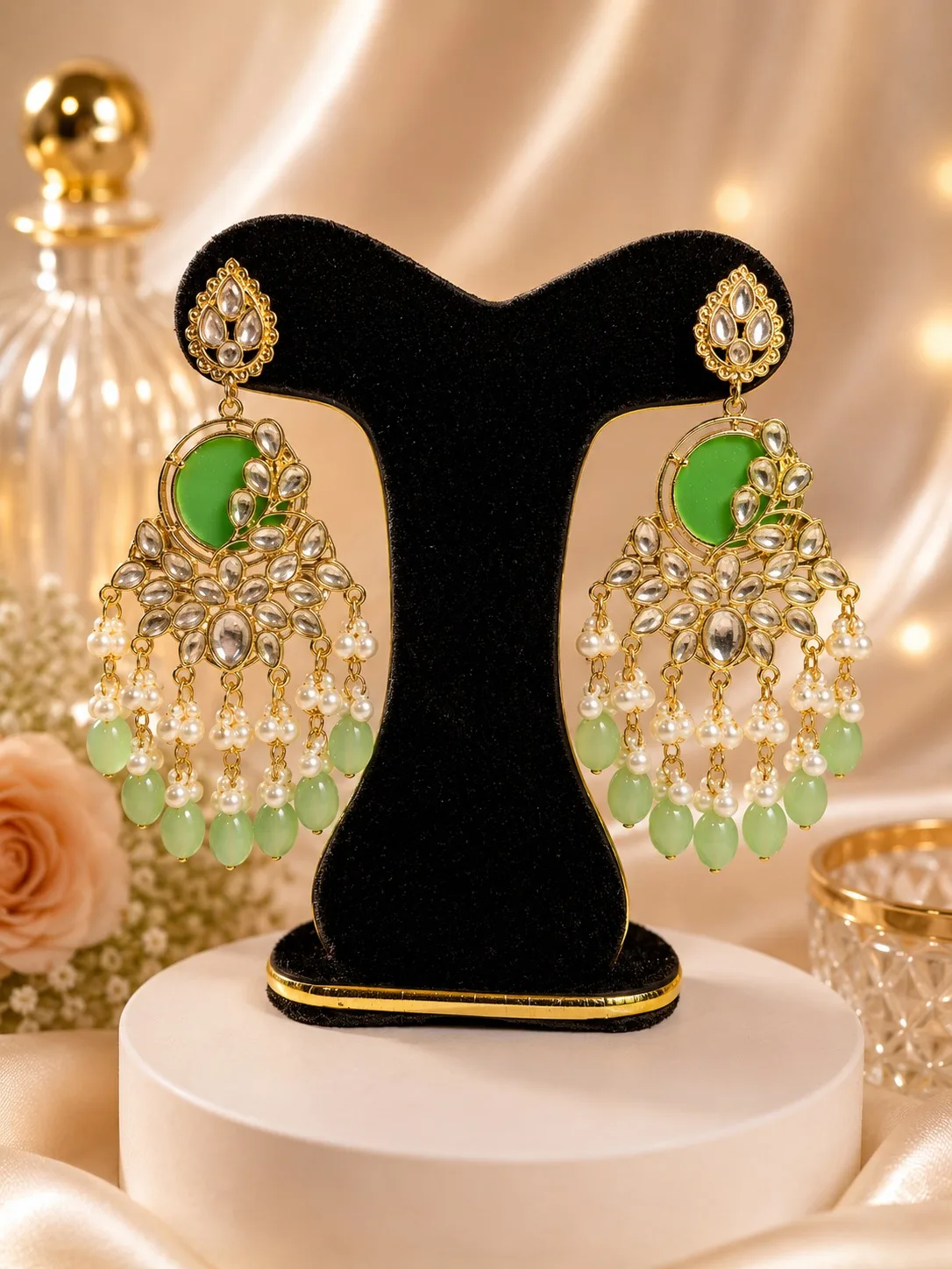 Royal Kundan Pearl Chandbali Earrings