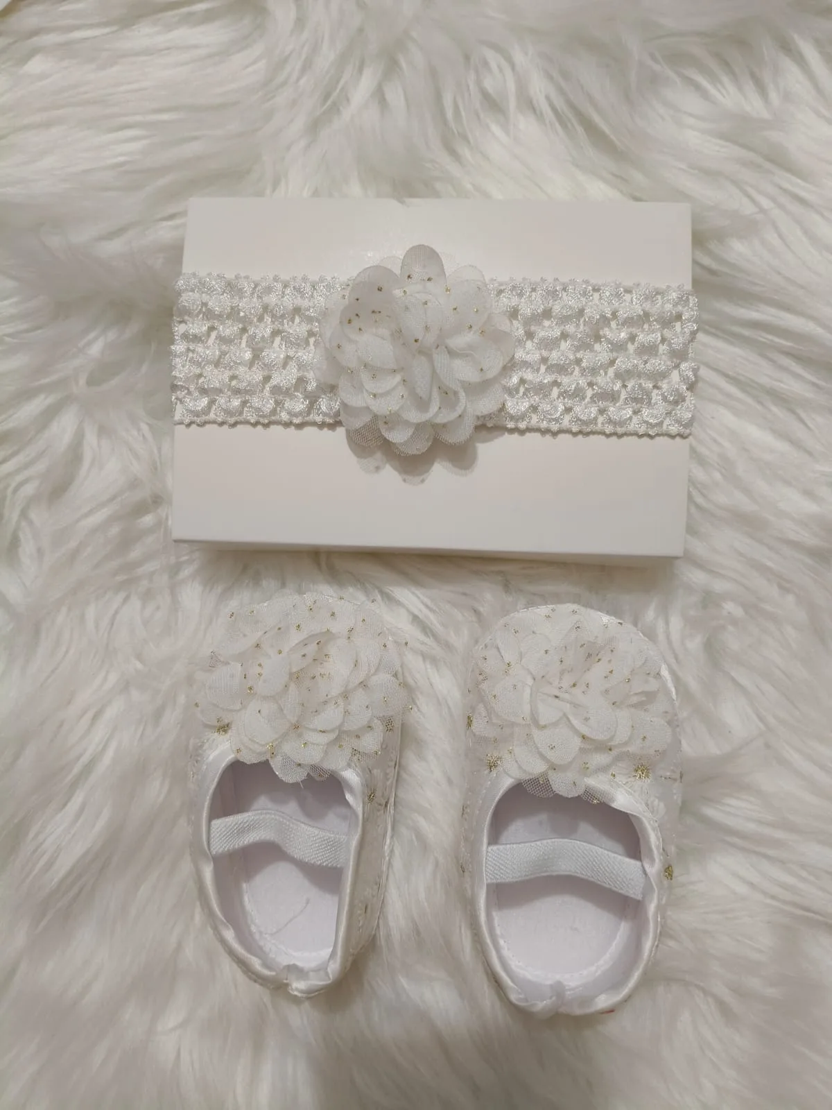 Baby Floral Shoes & Matching Headband Set