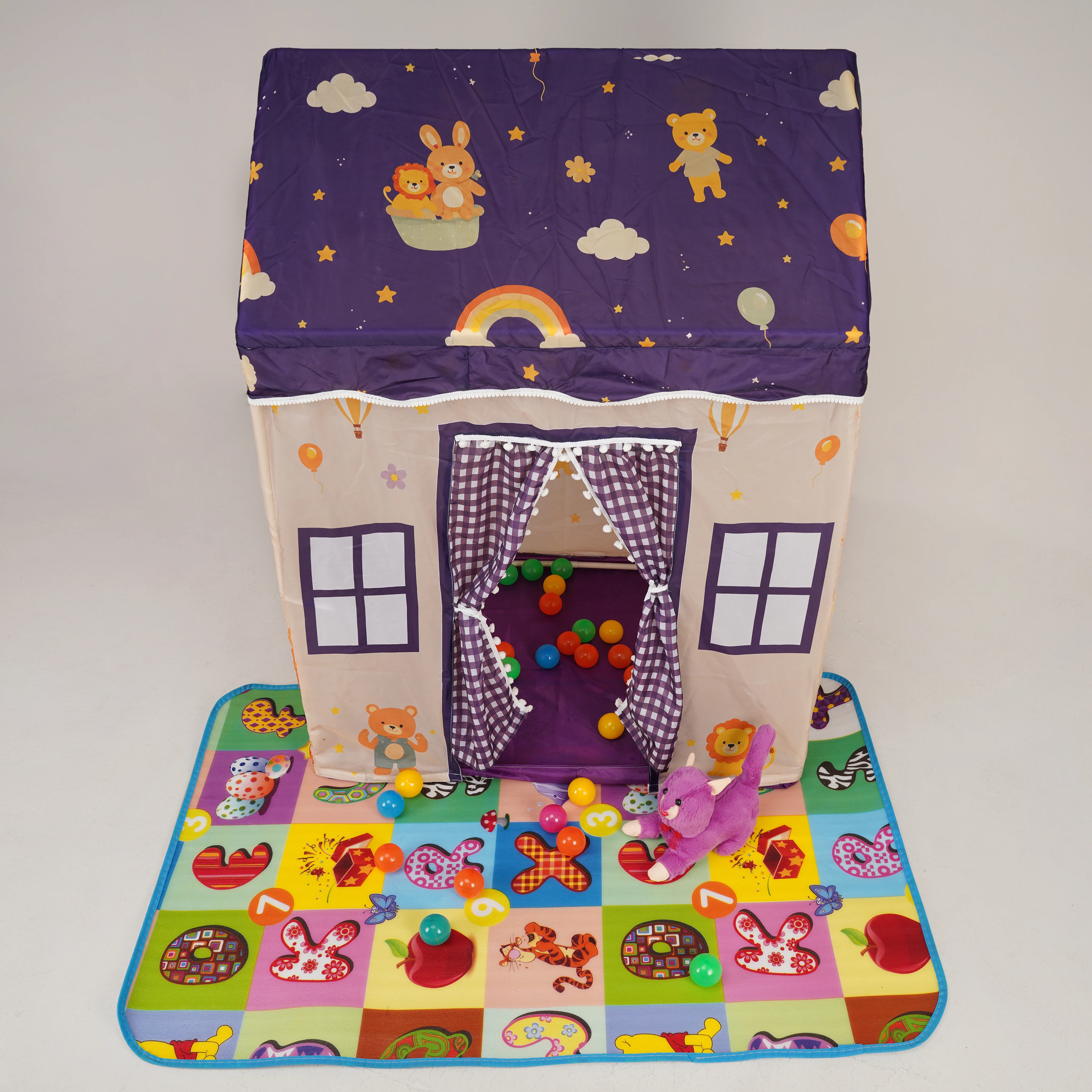 Premium Castle House Printed Play Tent (Purple)