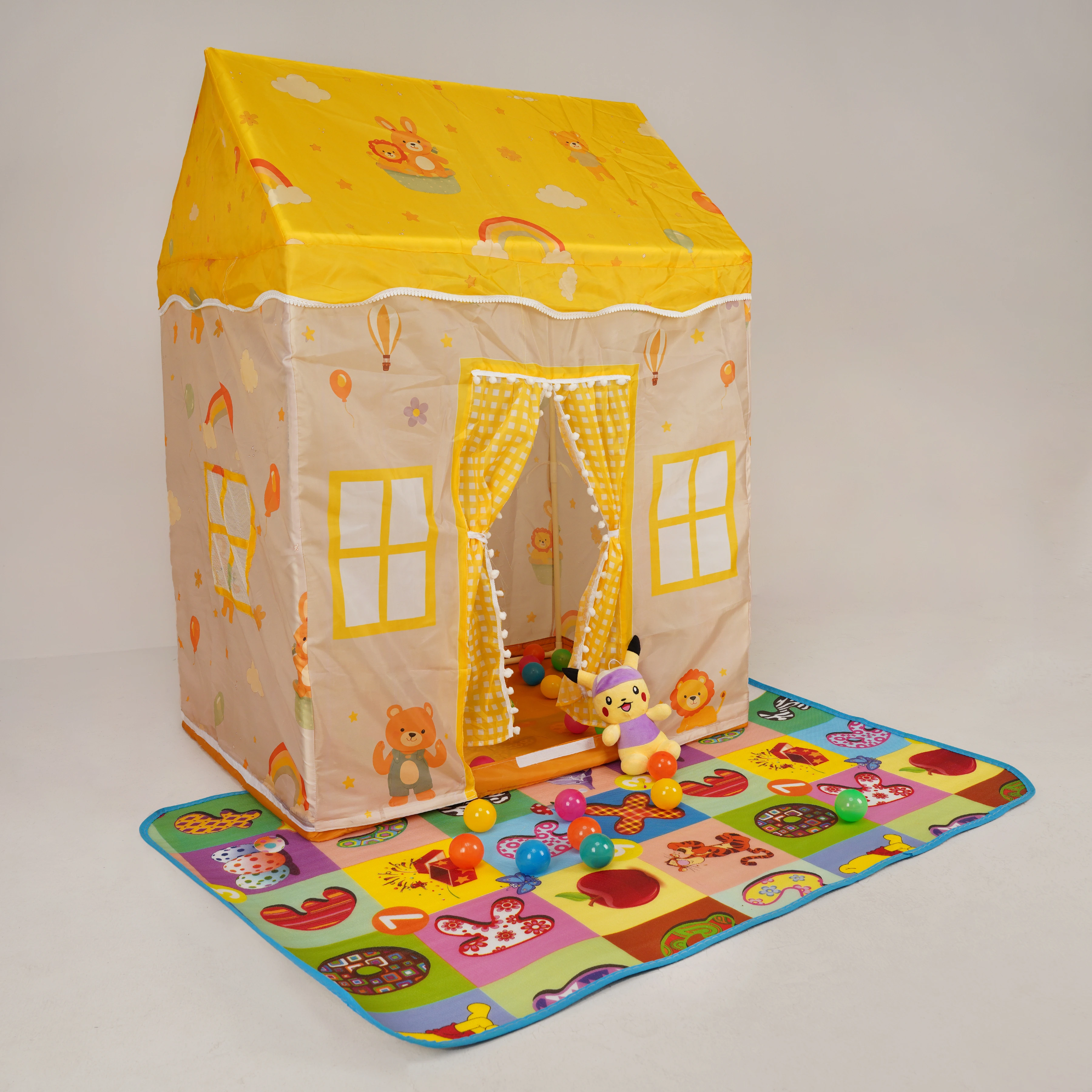 Premium Castle House Printed Play Tent (Yellow)